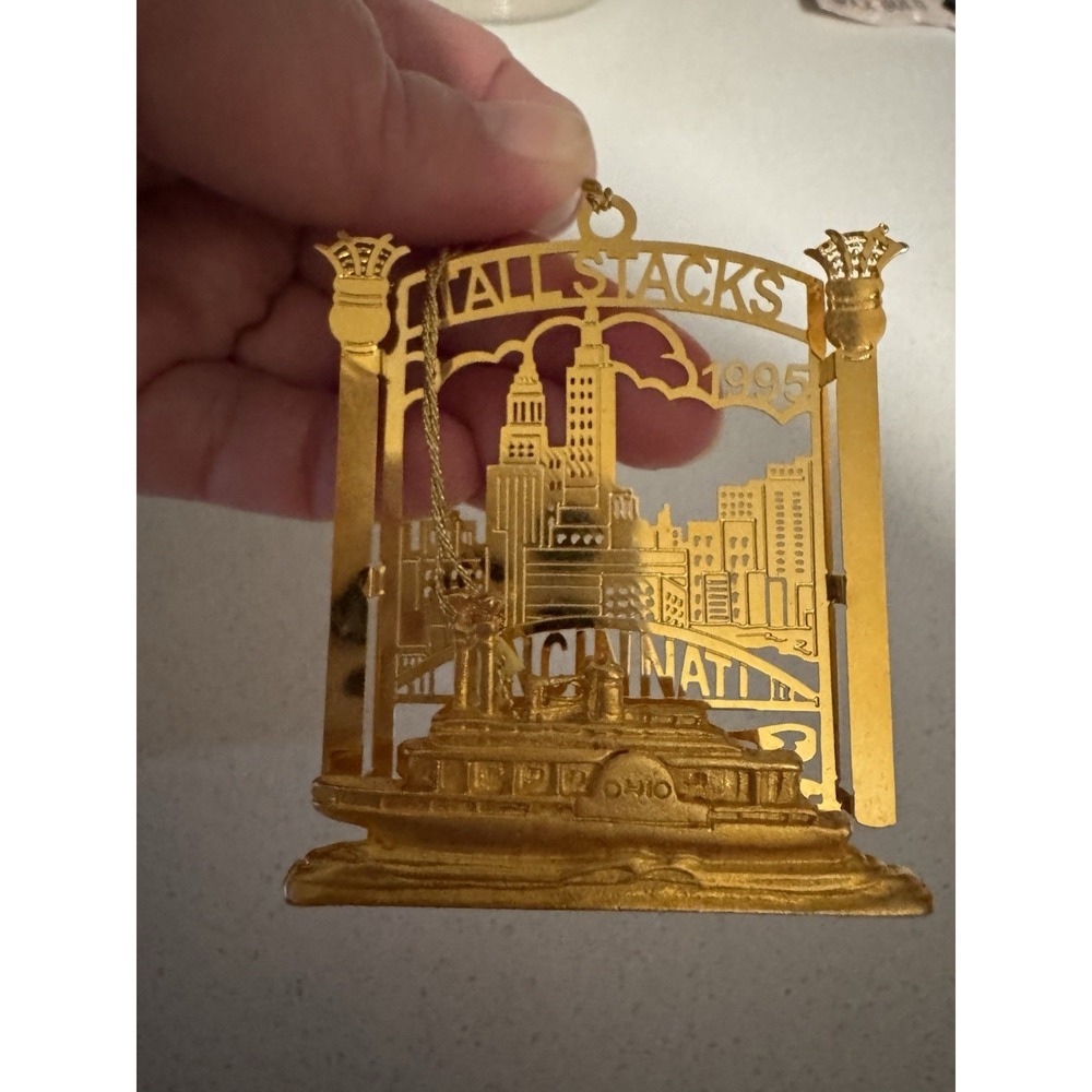McAlpin's 24kt Gold Finish Christmas Ornament-1995 Tall Stacks, Cincinnati ,Ohio